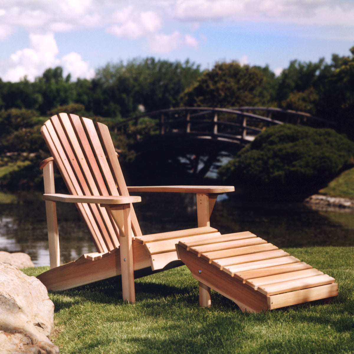 western red cedar adirondack chair and ottoman