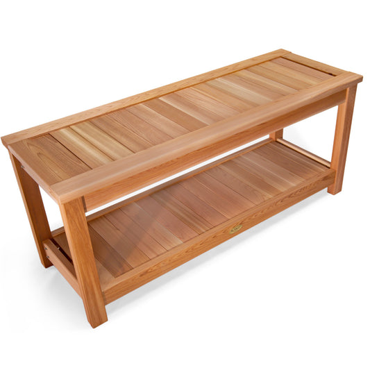 cedar sauna bench wooden seating bathroom bench
