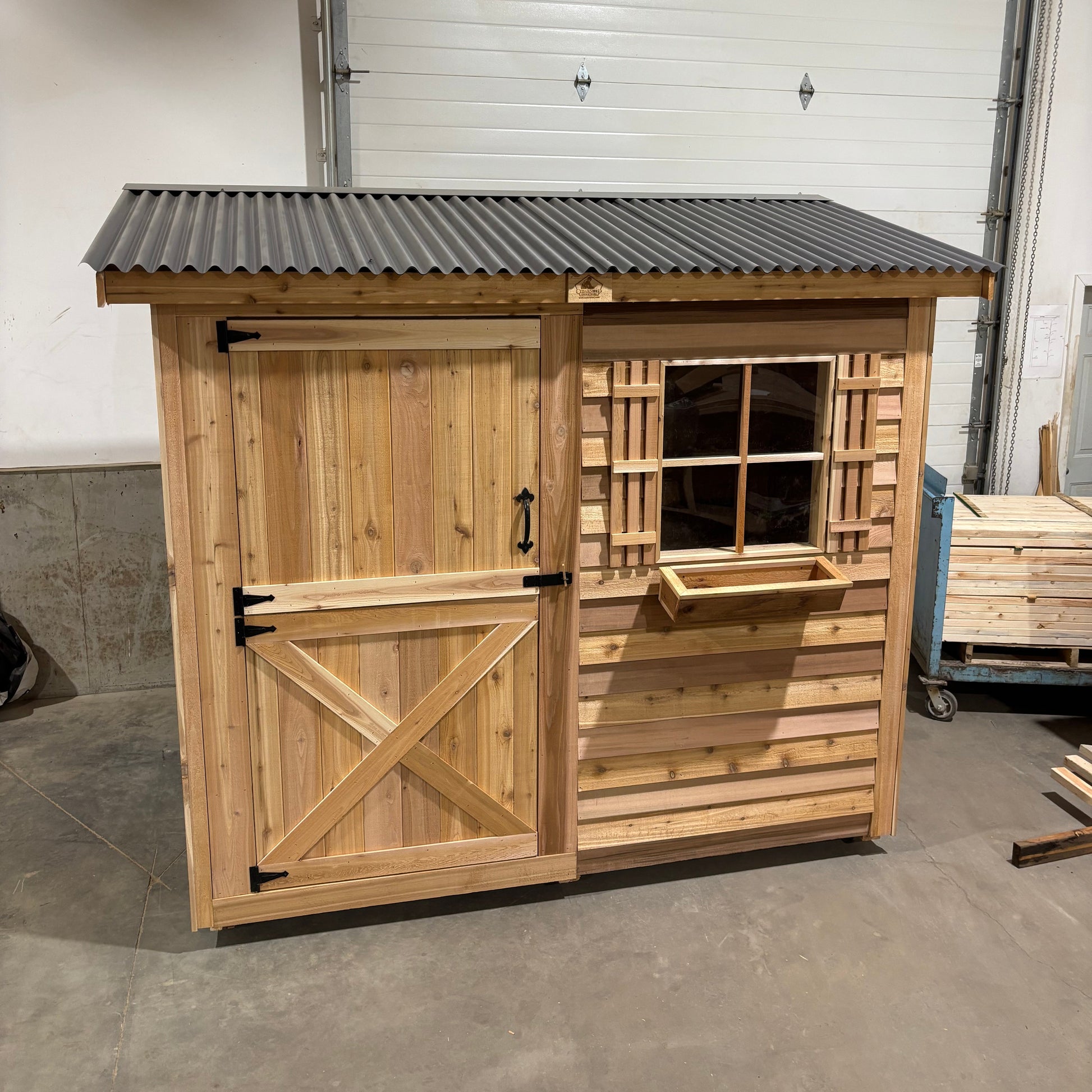 western red cedar 8x4 lean to shed with metal roof