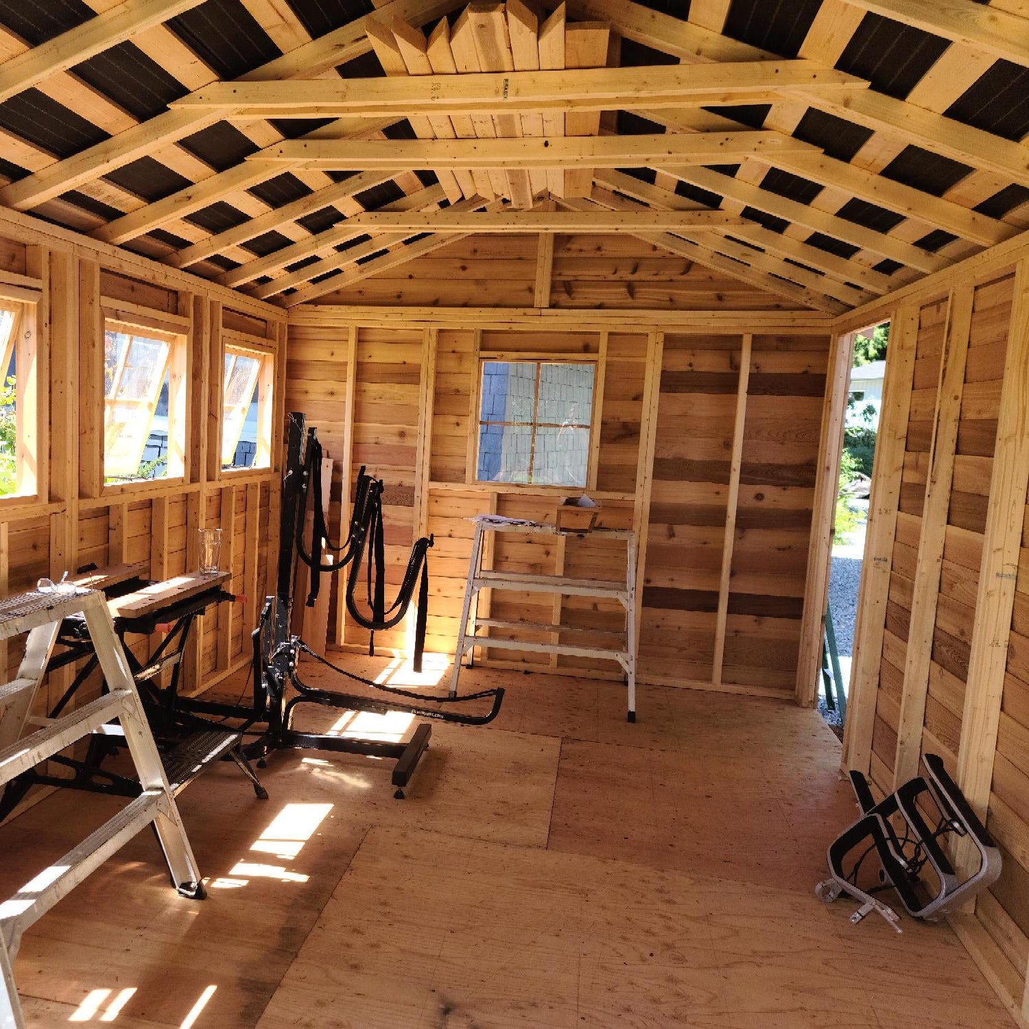 inside cedar shed