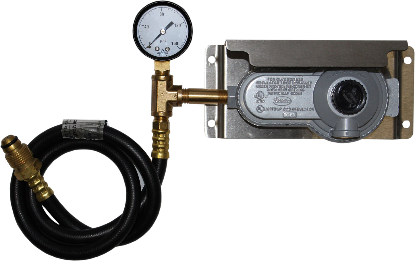 Two-Stage 11" Low Pressure Propane Regulator Kit with Gauge, Hose & Bracket