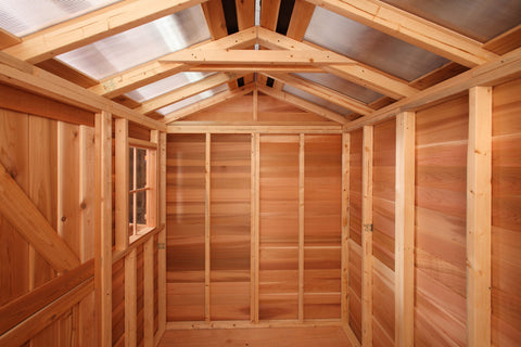 inside shed with skylight