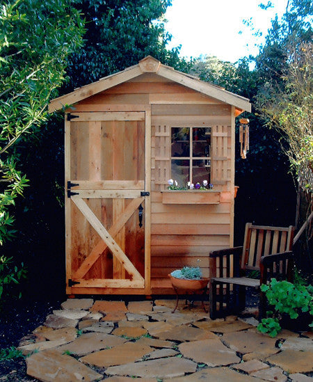 Gardener Shed with stone patio