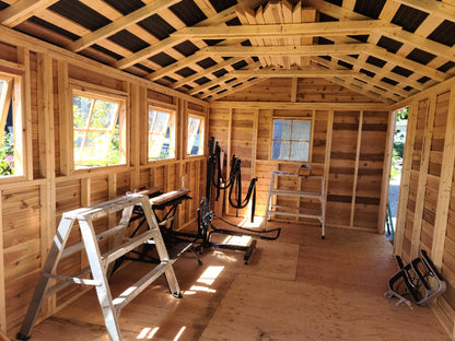 inside cedar shed 